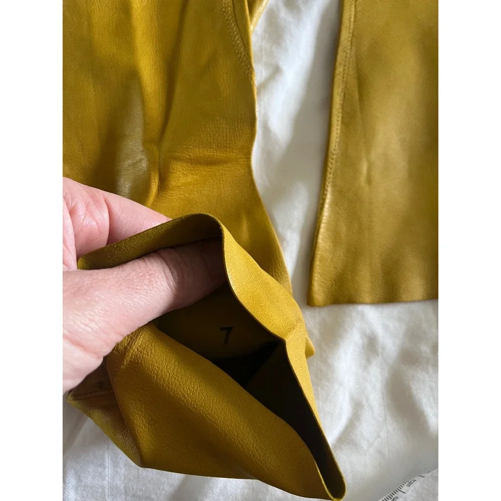 VINTAGE HAMMER OF HOLLYWOOD Long Leather Gloves in Mustard Yellow Hand Made